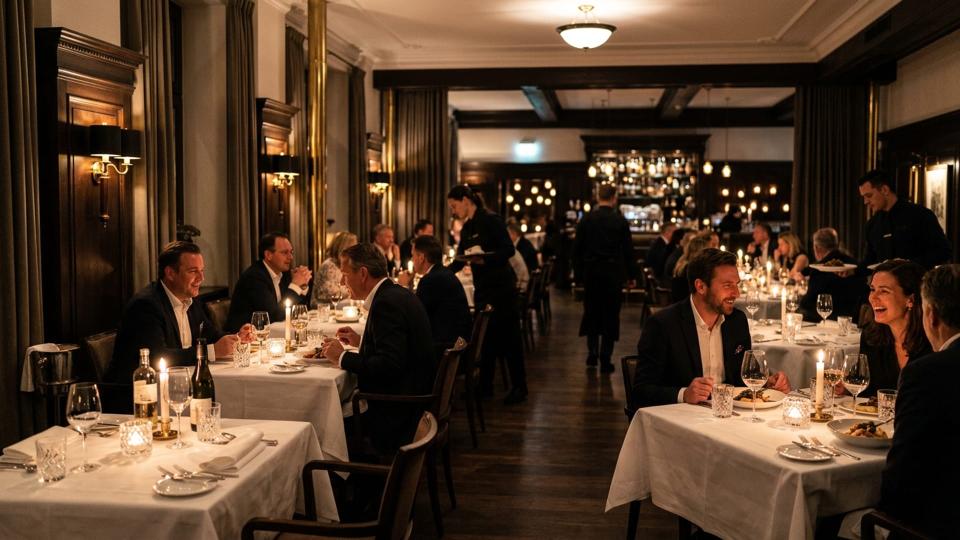 Speisesaal bei Kerzenlicht