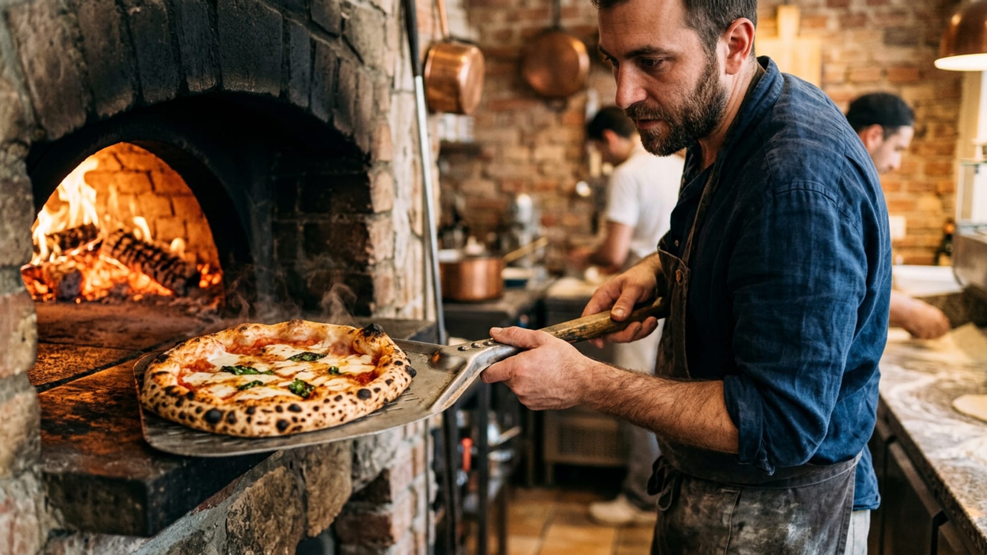 Pizza aus dem Holzofen