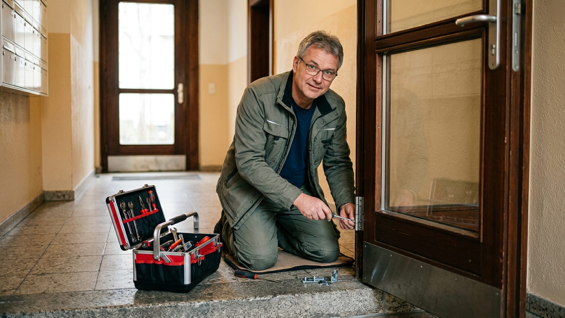Hausmeister bei der Arbeit