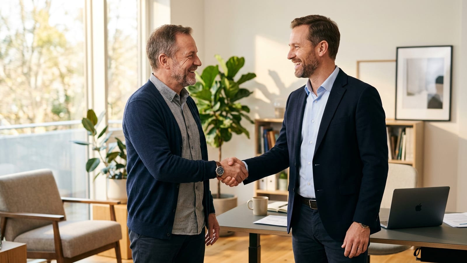 Zufriedener Kunde und Handschlag